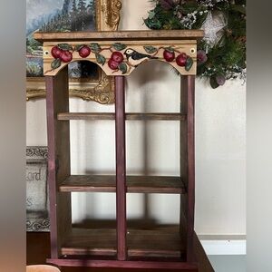 Rare Vintage 1989 Hand Carved Solid
Wood Apple Shelf